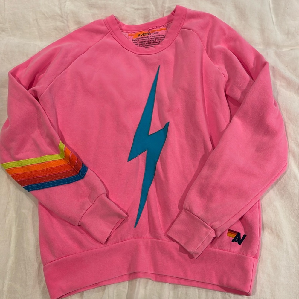 Neon pink aviator nation bolt sweatshirt